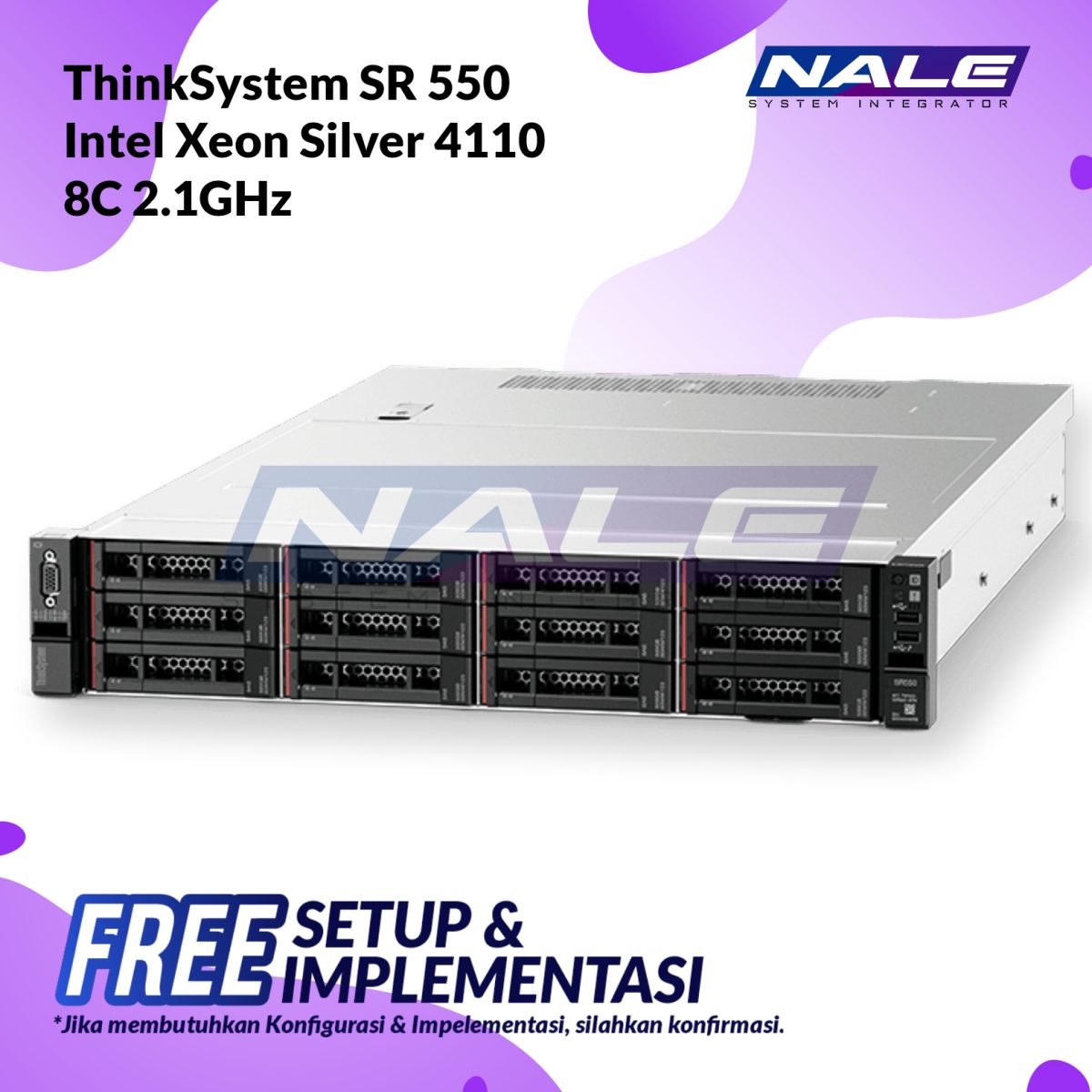 Lenovo ThinkSystem SR550 Intel Xeon Silver 4110 8C 2.1Ghz (7X04A00GSG) - Gambar 1