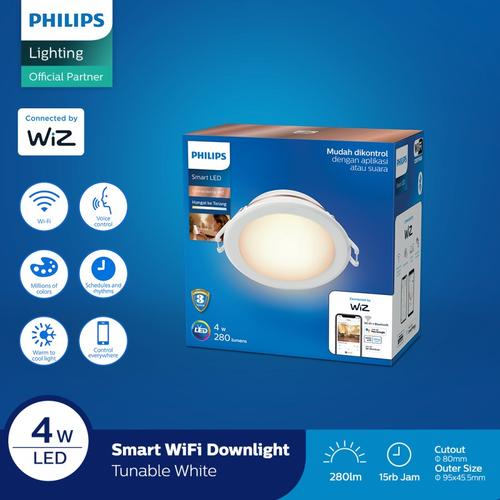 LAMPU DOWNLIGHT PHILIPS LED WIFI 4W 9W 12.5W 17W SMART HOME WAIRELESS BLUETOOTH WIZ APP PANEL INBOW 220V TUNABLE WHITE RUMAH PINTAR Kuning Putih - 17 Watt
