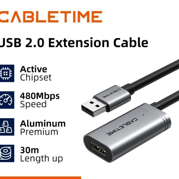 Cabletime USB 2.0 Extension Cable 10M